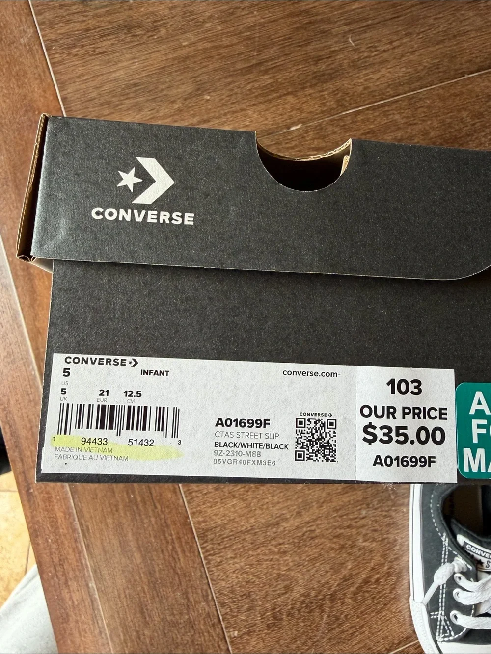 Converse Kids Black and White Low Top Sneakers
